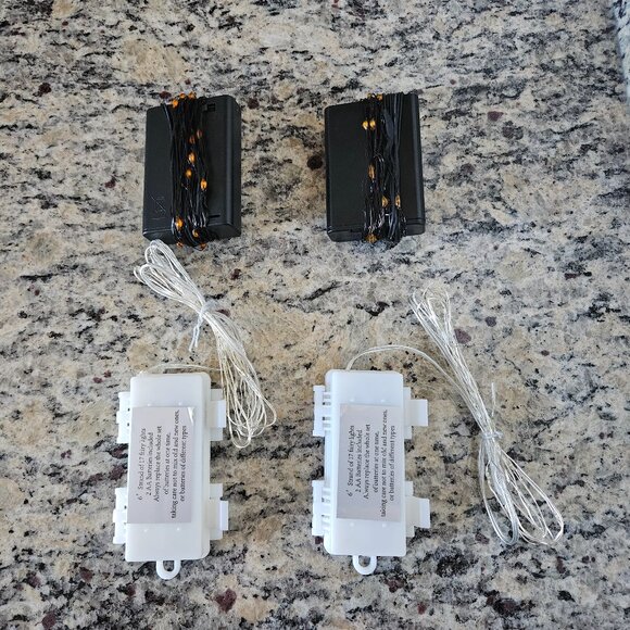 4 SETS TWINKLE MICRO LIGHTS BATTERY OPERATED FALL ORANGE & CHRISTMAS CLEAR - Picture 4 of 4